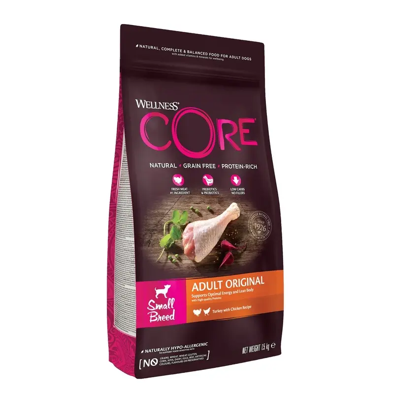 Wellness Core Grain/Salmon Dog Breed Adult Original Turkey With Chicken 1.5Kg Small