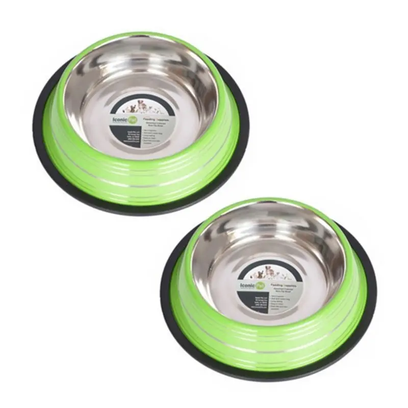 Color Splash NonSkid Pet Bowl 2 Pack