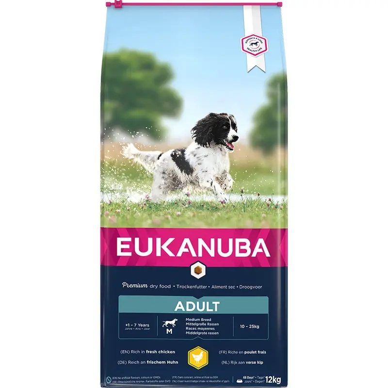 Eukanuba Medium Breed Dry Adult Dog Food Chicken 12Kg