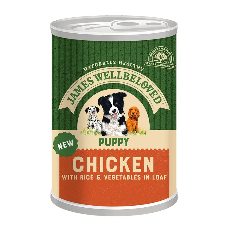 James Wellbeloved Wet Puppy Food Chicken, Rice & Vegetables In Loaf Tin 400G