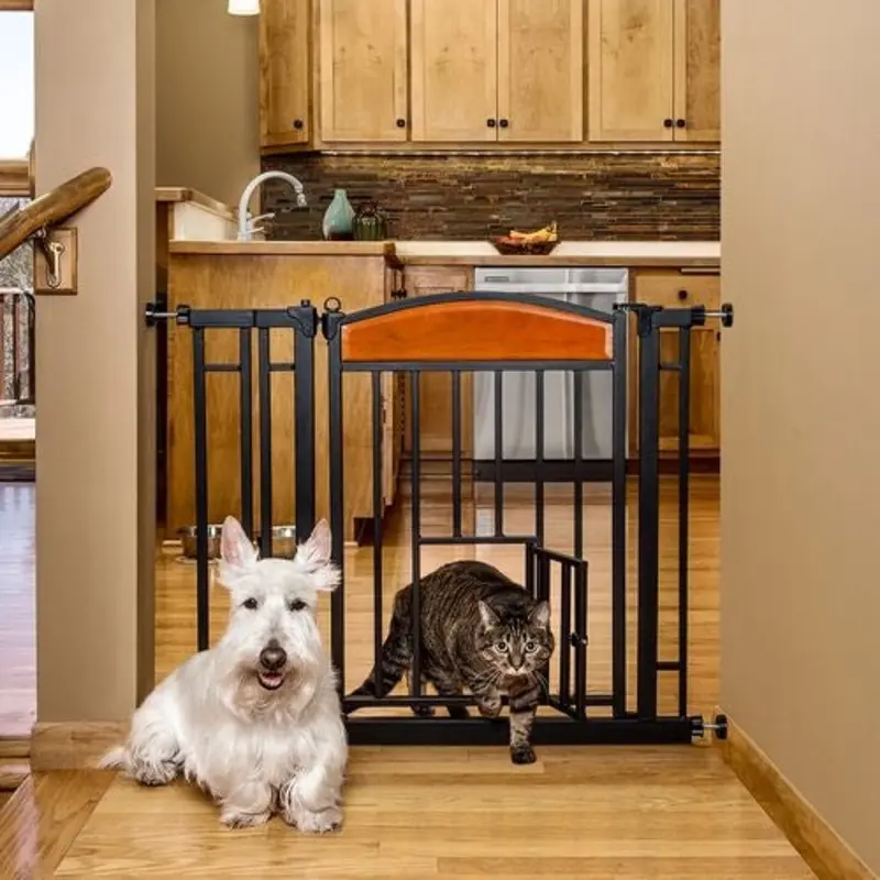 Carlson Pet Design Paw Auto Close Gate with Pet Door