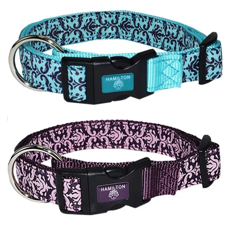 Hamilton Adjustable Damask Dog Collar