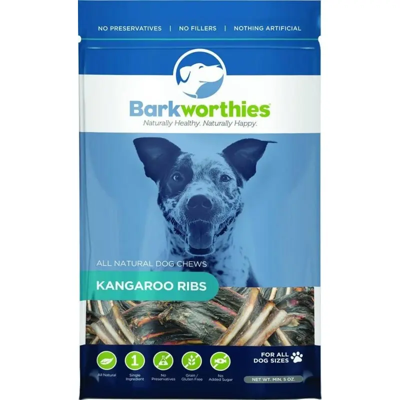 All Natural Kangaroo Ribs Dog Chew Brown 5 Oz.
