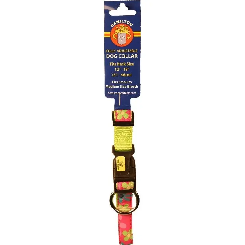 Ribbon Overlay Adj Dog Collar 5/8x12-18 Pnk Floral