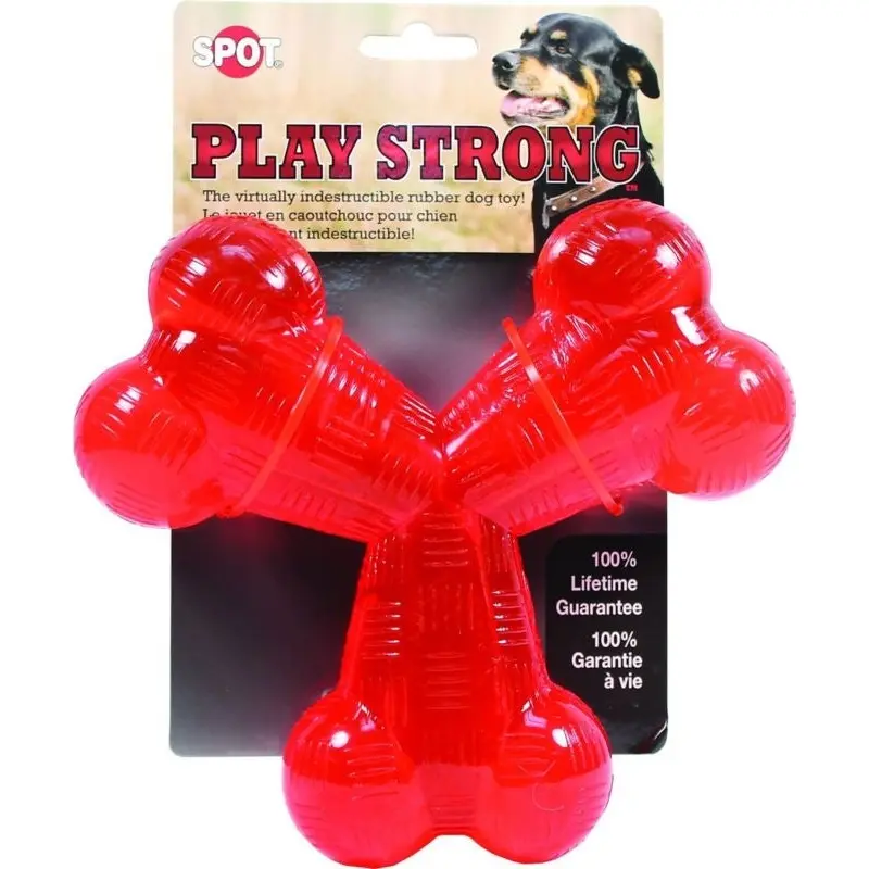 Spot Play Strong Rubber Trident Dog Toy 6 Red