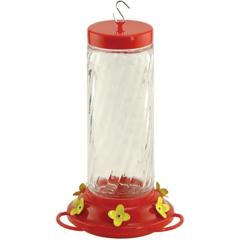 Audubon Glass Hummingbird Feeder PinkClear