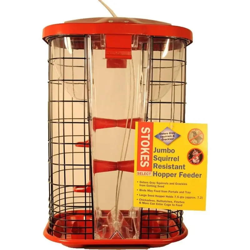 Stokes Jumbo Squirrel Resistant Hopper Feeder Red