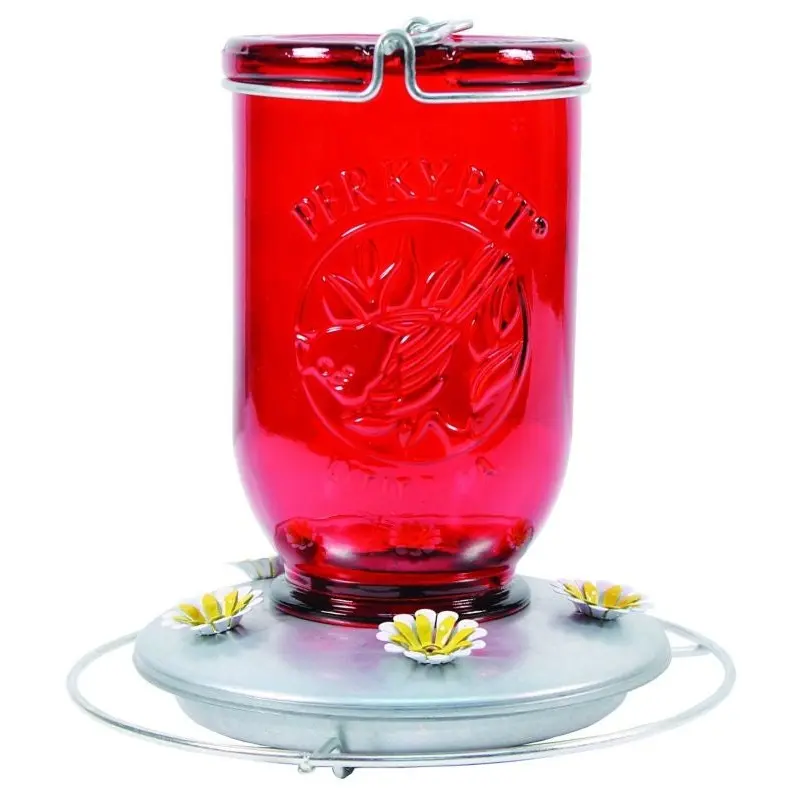 Perky Pet Red Mason Jar Hummingbird Feeder 32oz