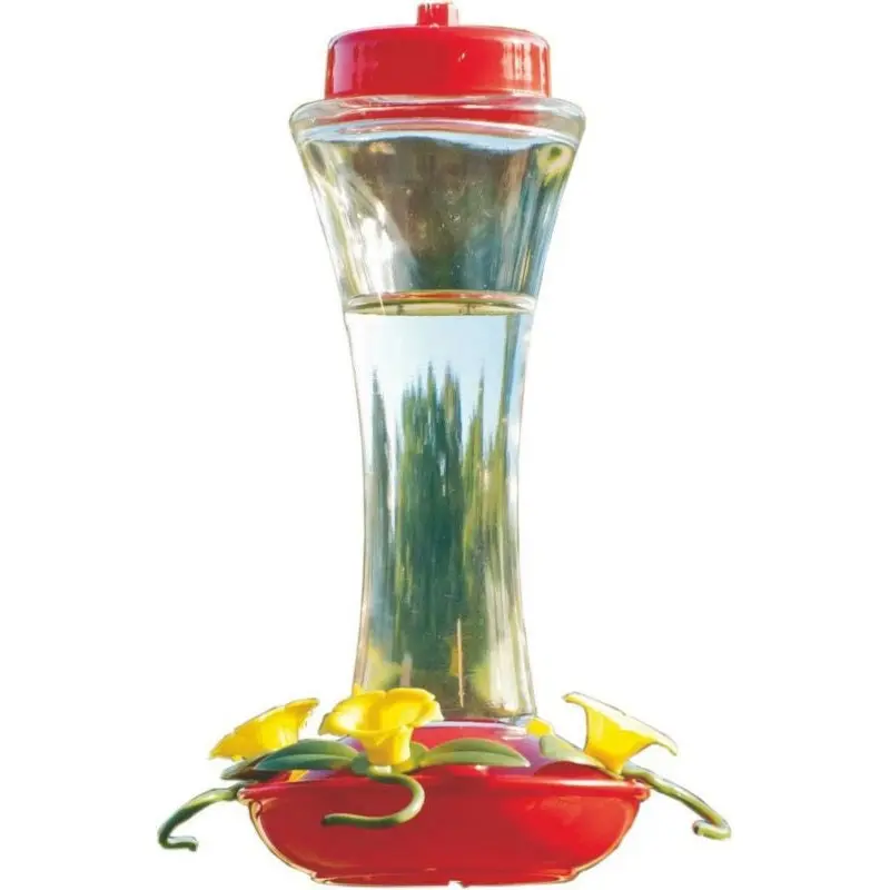 Glass Hummingbird Feeder 16oz Steel