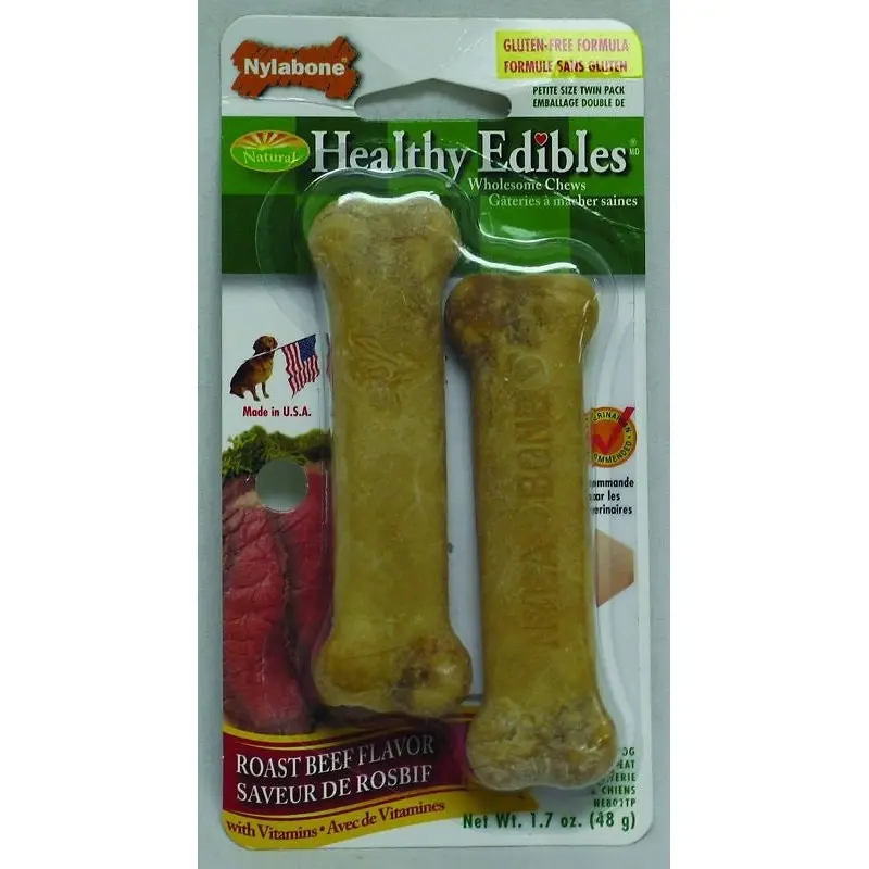 Nylabone Healthy Edibles Bone With Vitamin 2Pk RBeef