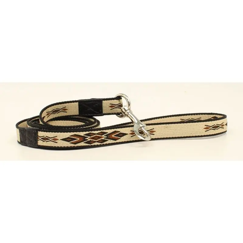 Dbl Barrel Woven Run Diamond Dog Leash Tan Brown