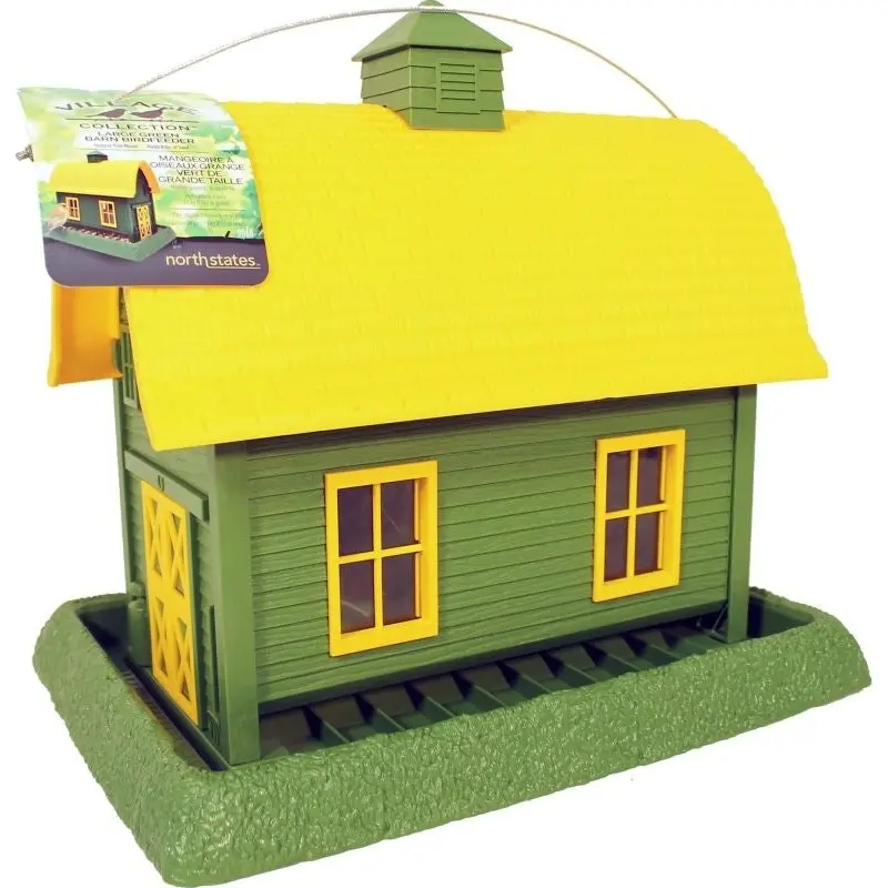 North States Village Barn Bird Feeder Green Yellow