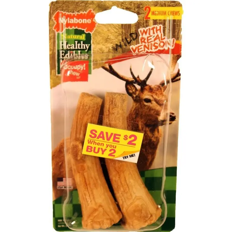 Nylabone Healthy Edibles Edible Antler 2Ct Venison