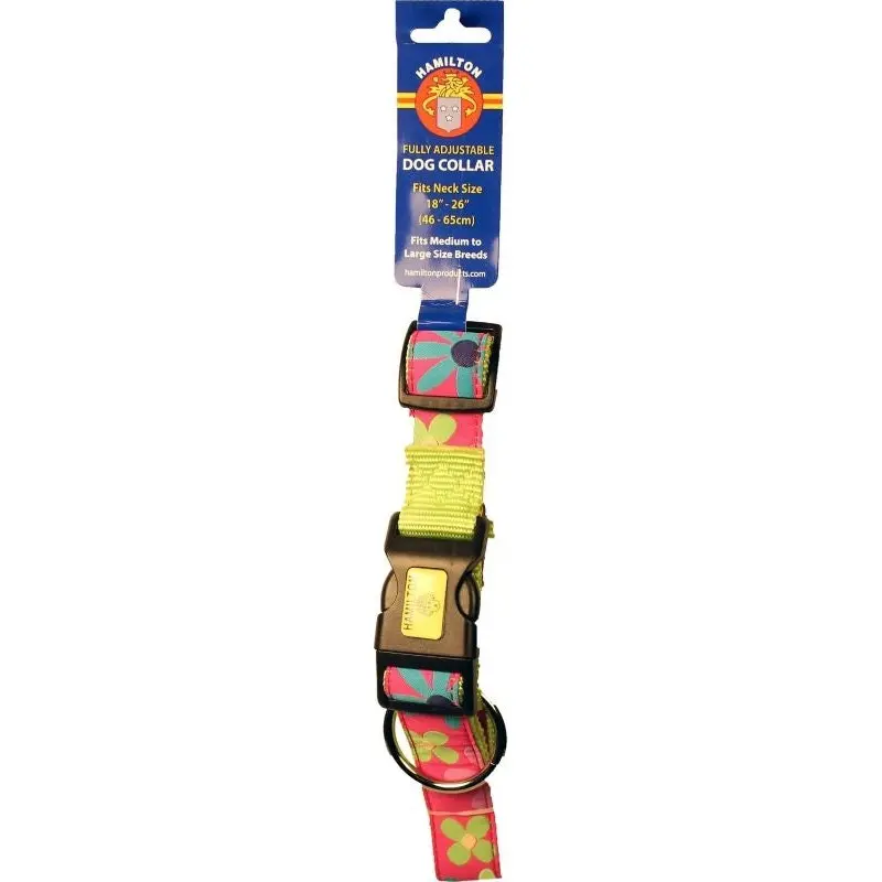 Ribbon Overlay Adj Dog Collar 1x18-26 Pnk Floral