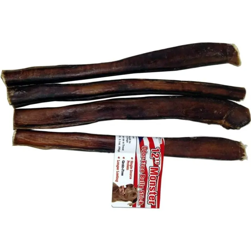 USA OdorFree Monster Bully Stick 12inch Natural