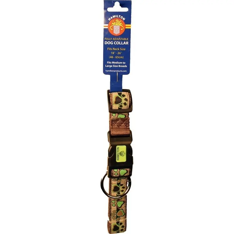 Ribbon Overlay Adjustable Dog Collar 1 x 18-26 Grn