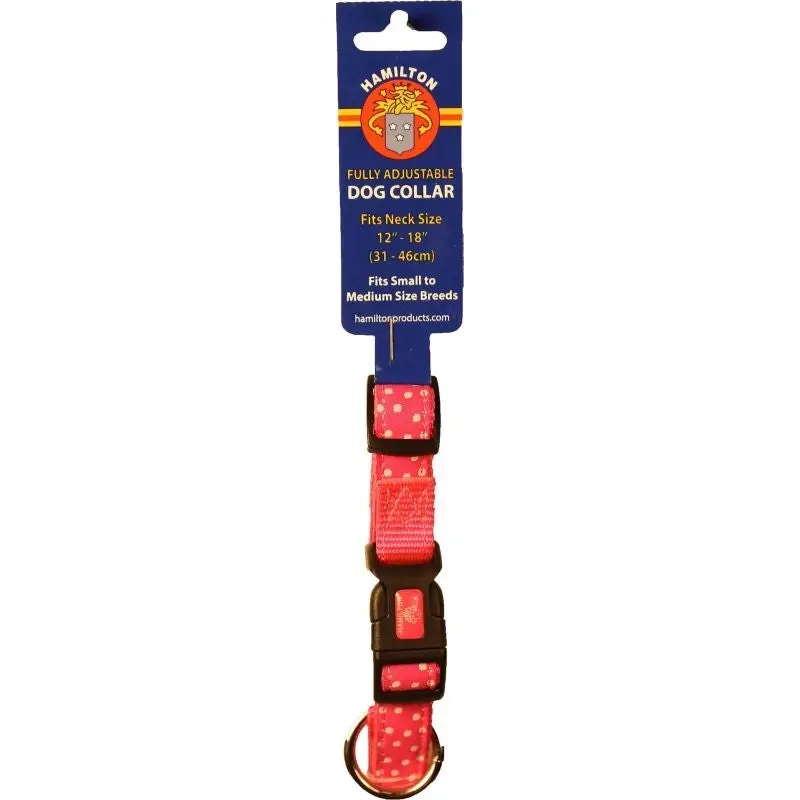 Ribbon Overlay Adj Dog Collar 5/8x12-18 PnkDots