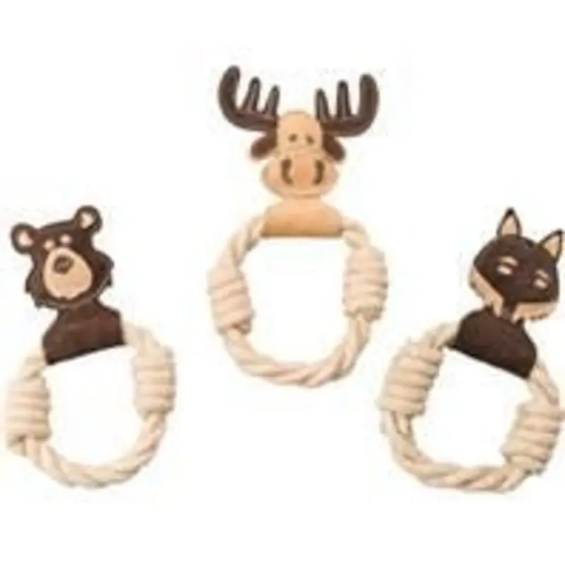 Dura-Fused Leather Animal Rings Dog Toy 11 In Brn