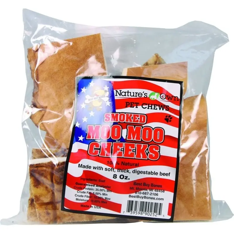 Naturefts Own Smoked Moo Moo Cheeks Pet Chews 8Oz