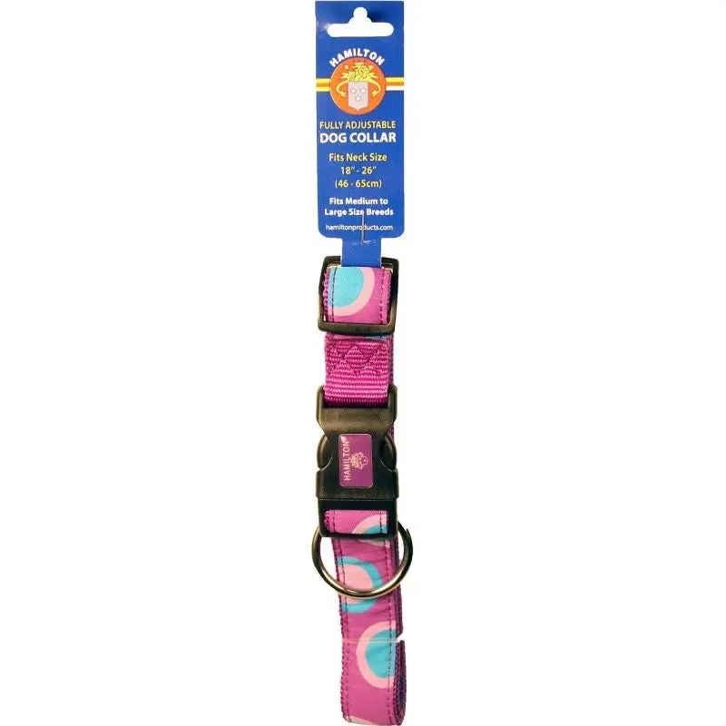 Ribbon Overlay Adj Dog Collar 1x18-26 Circles