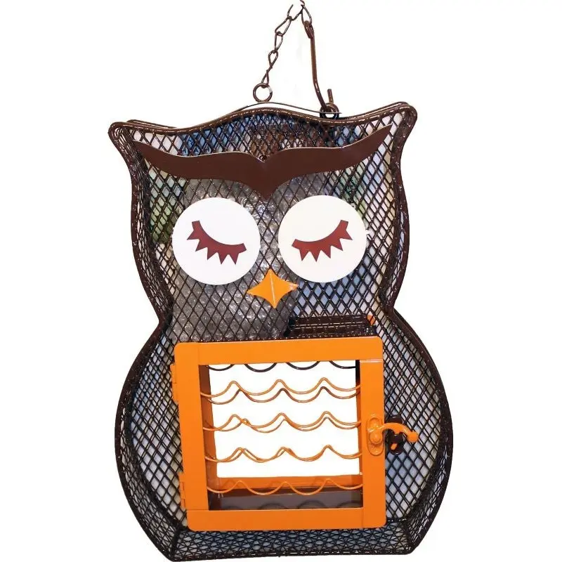 Owl Dual Suet And Seed Bird Feeder Brown/Orange