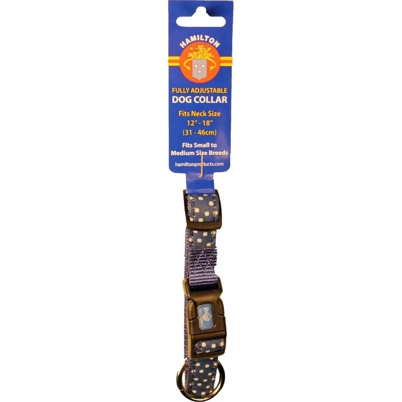 Ribbon Overlay Adj Dog Collar 5/8x12-18 BluDots