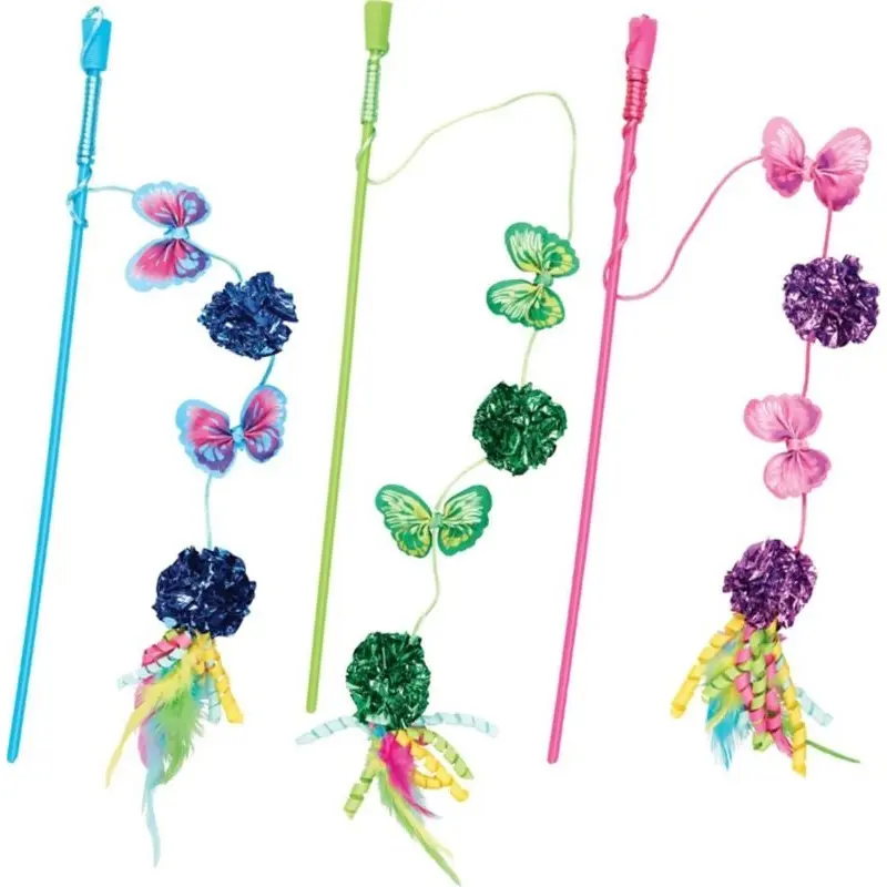 Butterfly And Mylar Teaser Wand Cat Toy 16in