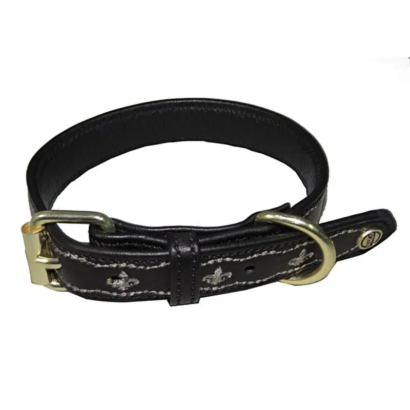 Halo Fleur-de-lis Leather Dog Collar