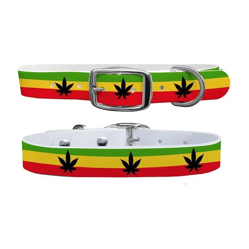 C4 Dog Collar Rasta Weed Collar Large