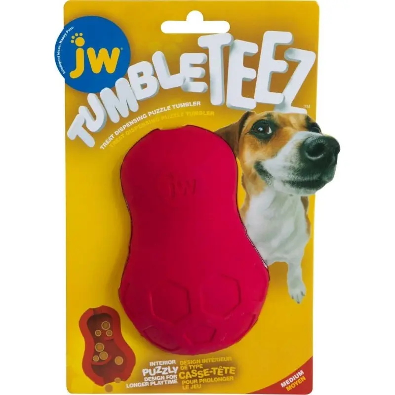 Jw Tumble Teez Treat Dog Toy Md Red