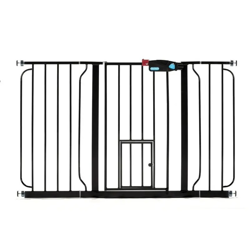 Carlson Pet Black Extra Wide Gate with Pet Door