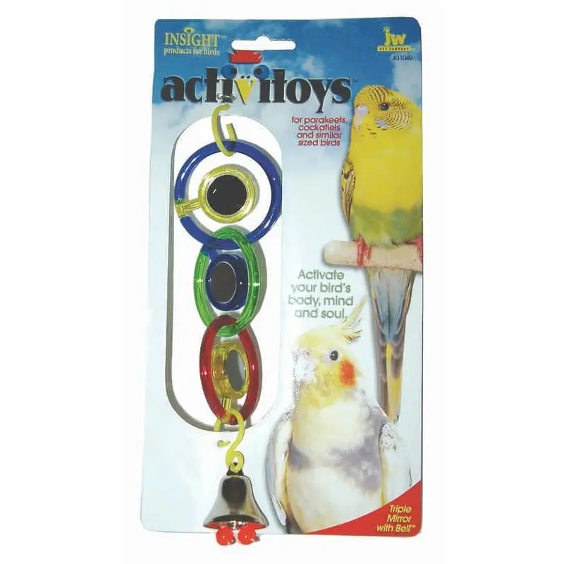 JW Pet Activitoy Triple Mirror with Bell Bird Toy