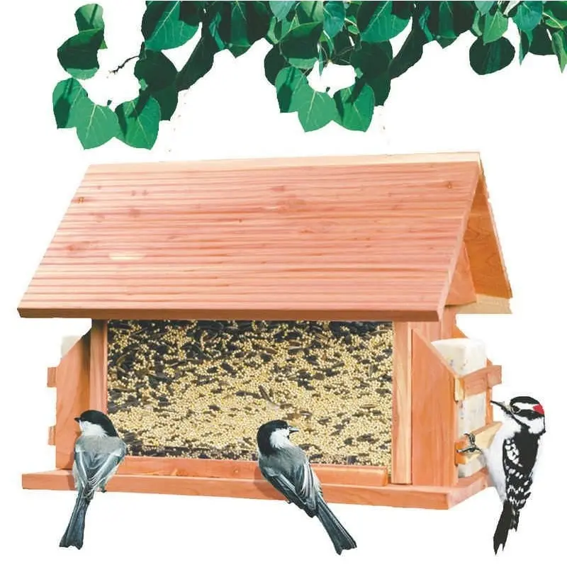 Lodge Feeder For Birds 10 x 13 x 10.5 Natural
