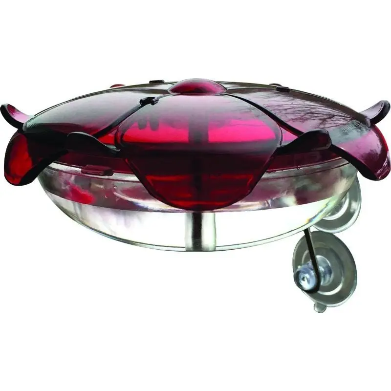 Droll Sipper Window Hummingbird Feeder Red/Clear