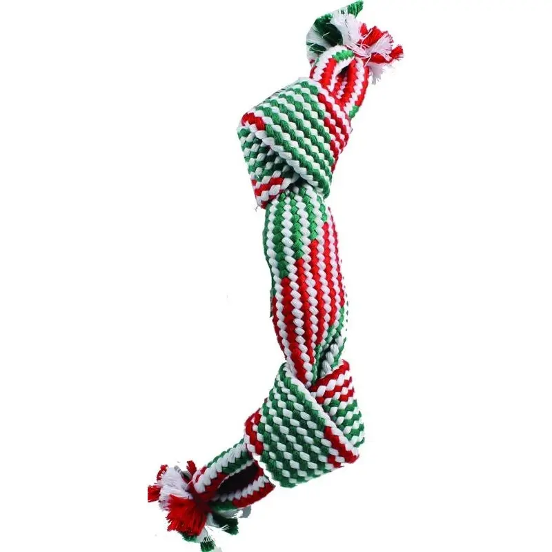 Spot HolidaySuper Squeak 2 Knot Rope Dog Toy 14 Rd