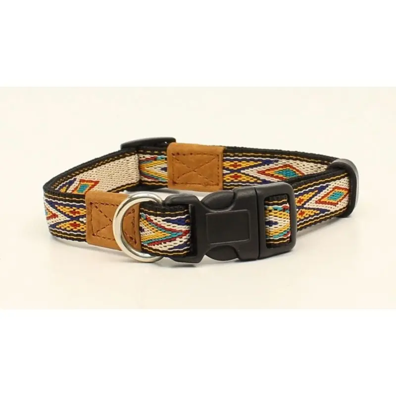 Dbl Barrel 3/4 Woven Ribbon Dog Collar 13-20 Tan