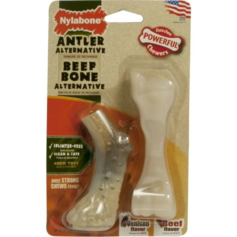Nylabone Dura Chew Antler Alt / Beef Bone-2 Pk S