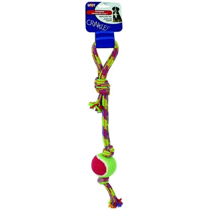 Spot Crinkler Rope Tug With Tennis Ball 17 Assorted