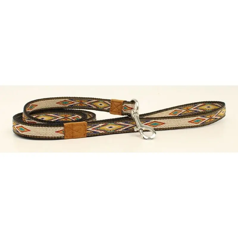 Dbl Barrel Woven Ribbon Dog Leash Tan Multi