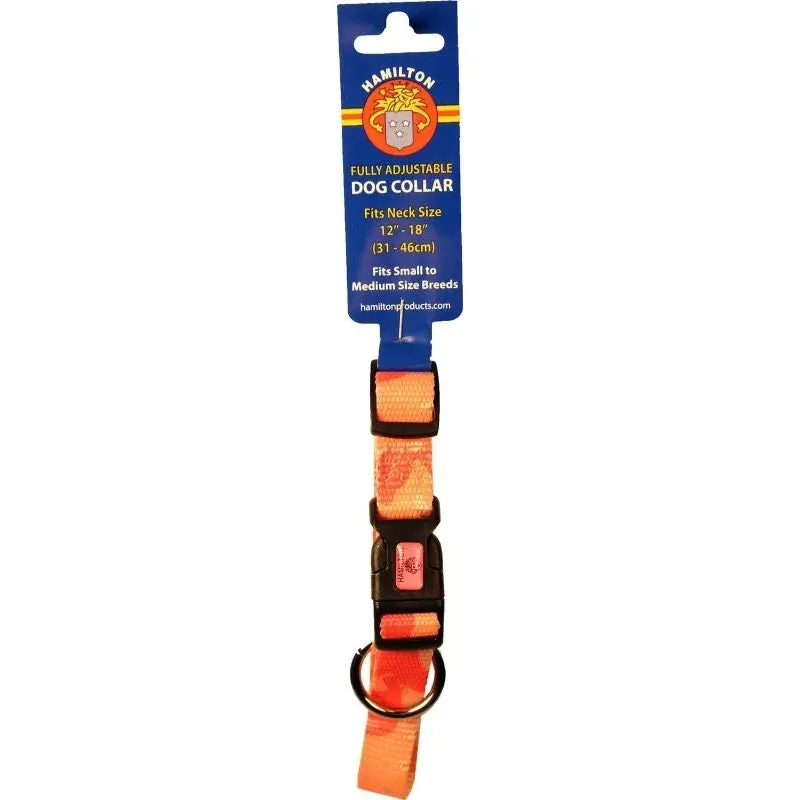 Ribbon Overlay Adj Dog Collar 5/8x12-18 Pnk Camo
