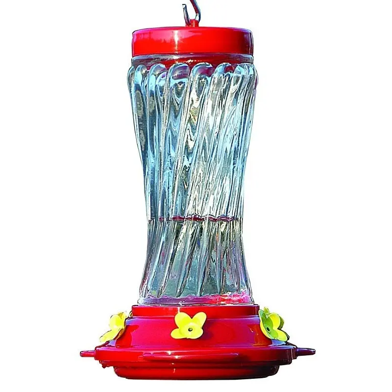 Audubon Swirl Glass Hummingbird Feeder 16oz. Red
