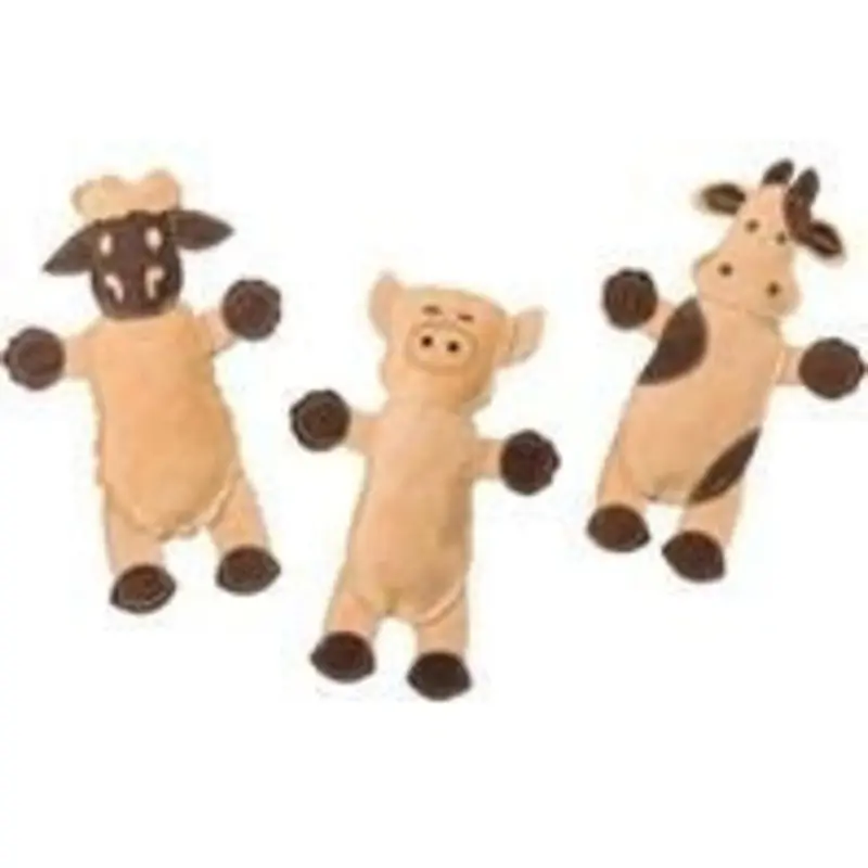 Dura-Fused Leather Barnyard Dog Toy 11 In Brown