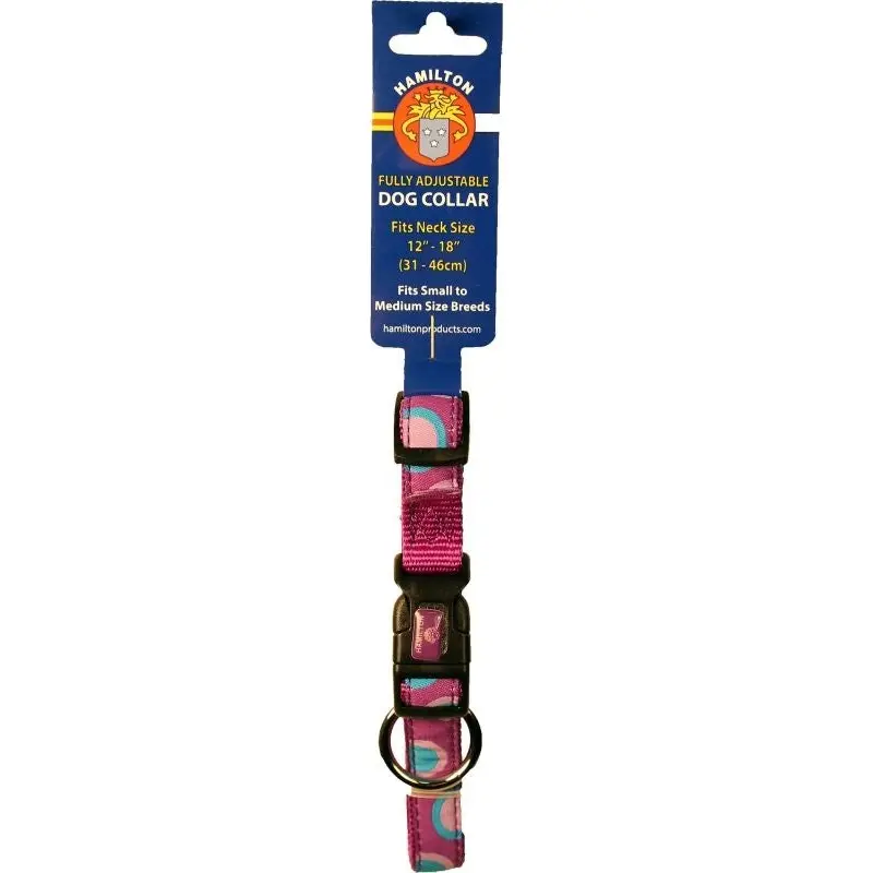 Ribbon Overlay Adj Dog Collar 5/8x12-18 Circles