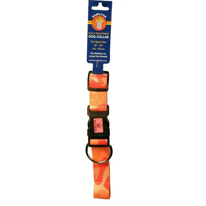 Ribbon Overlay Adj Dog Collar 1x18-26 Pnk Camo
