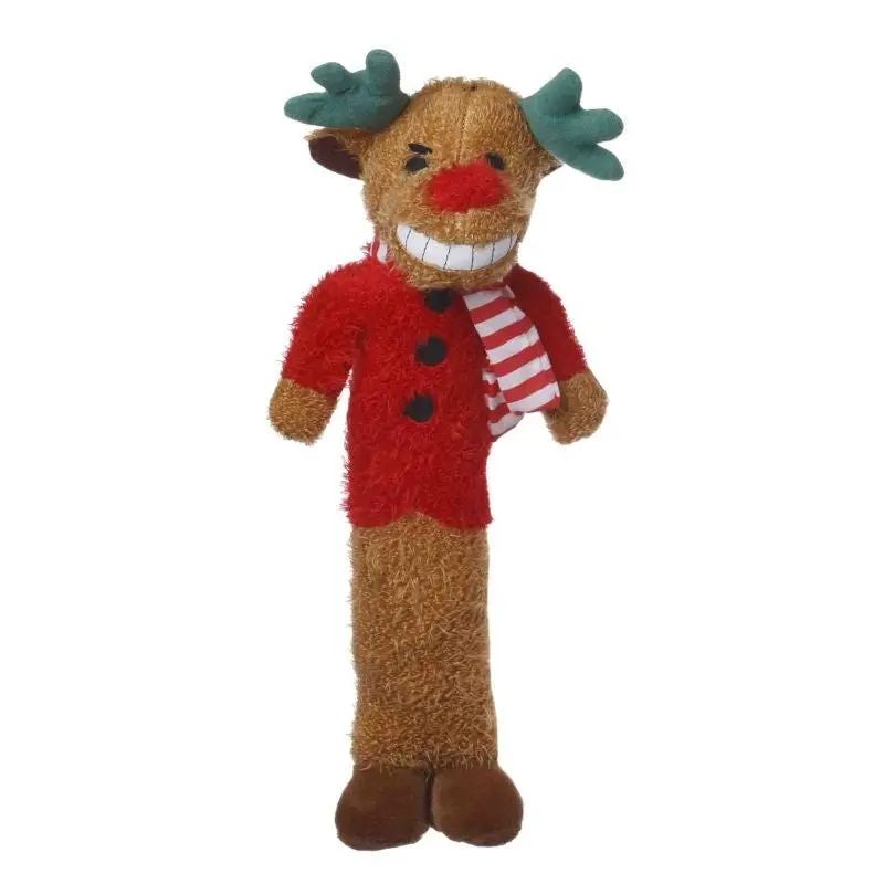 Loofa Dog Holiday Reindeer Dog Toy 12in