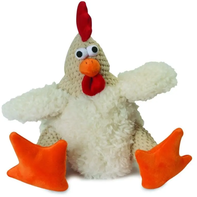 goDog Fat White Rooster Dog Toy