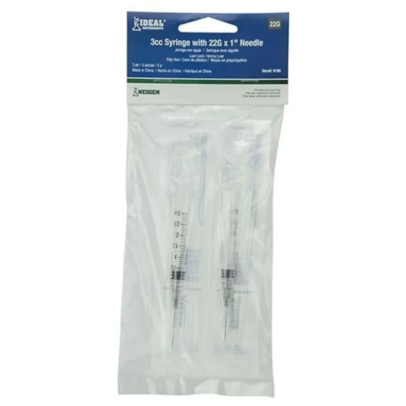 Disp 3cc Luer Lock Syringe with Needle 3Pk