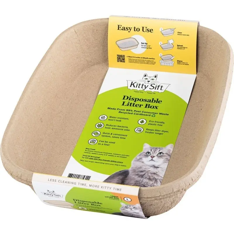 Kitty Sift Disposable Cat Litter Box 3Pk