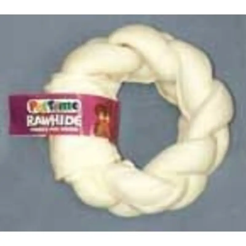 Rawhide Braided Donut Treat For Dogs 3.25x9x2 Wht