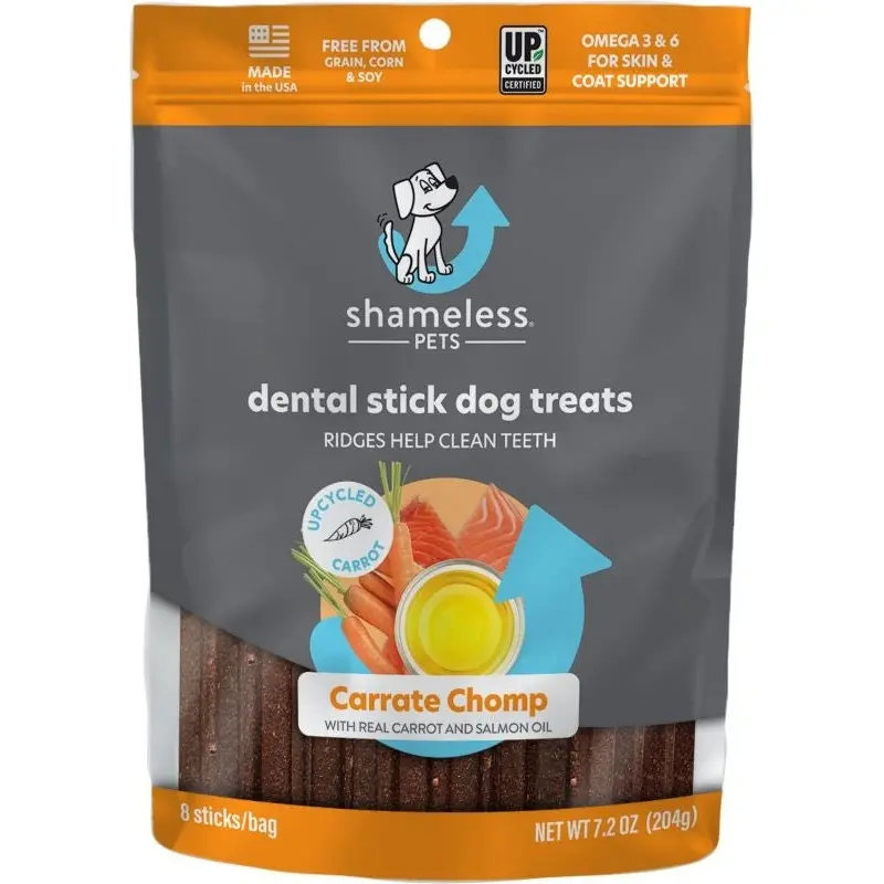 Shameless Dog Dental Sticks 7.2 Oz Carrot/Salmon